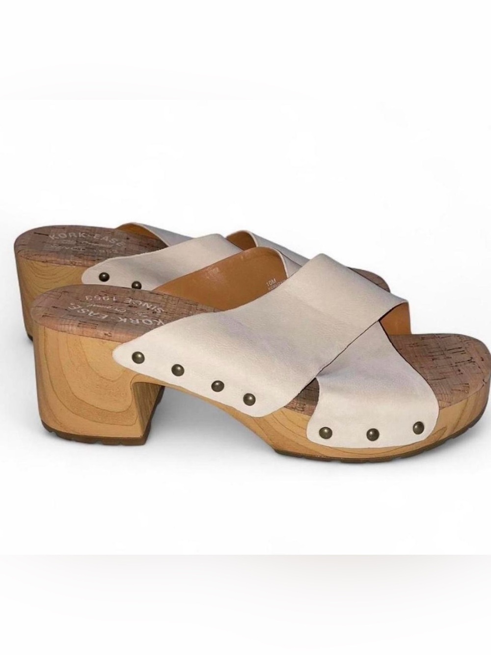 Kork-Ease cream clogs with cork sole in size 10 regular. New without box